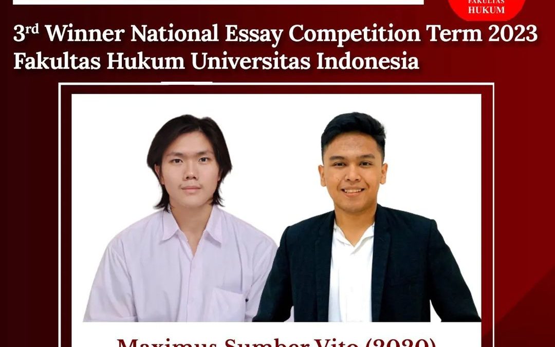 Undip Faculty of Law students have succeeded in getting pride by winning the 3rd Winner National Essay Competition Term 2023, Faculty of Law, University of Indonesia.